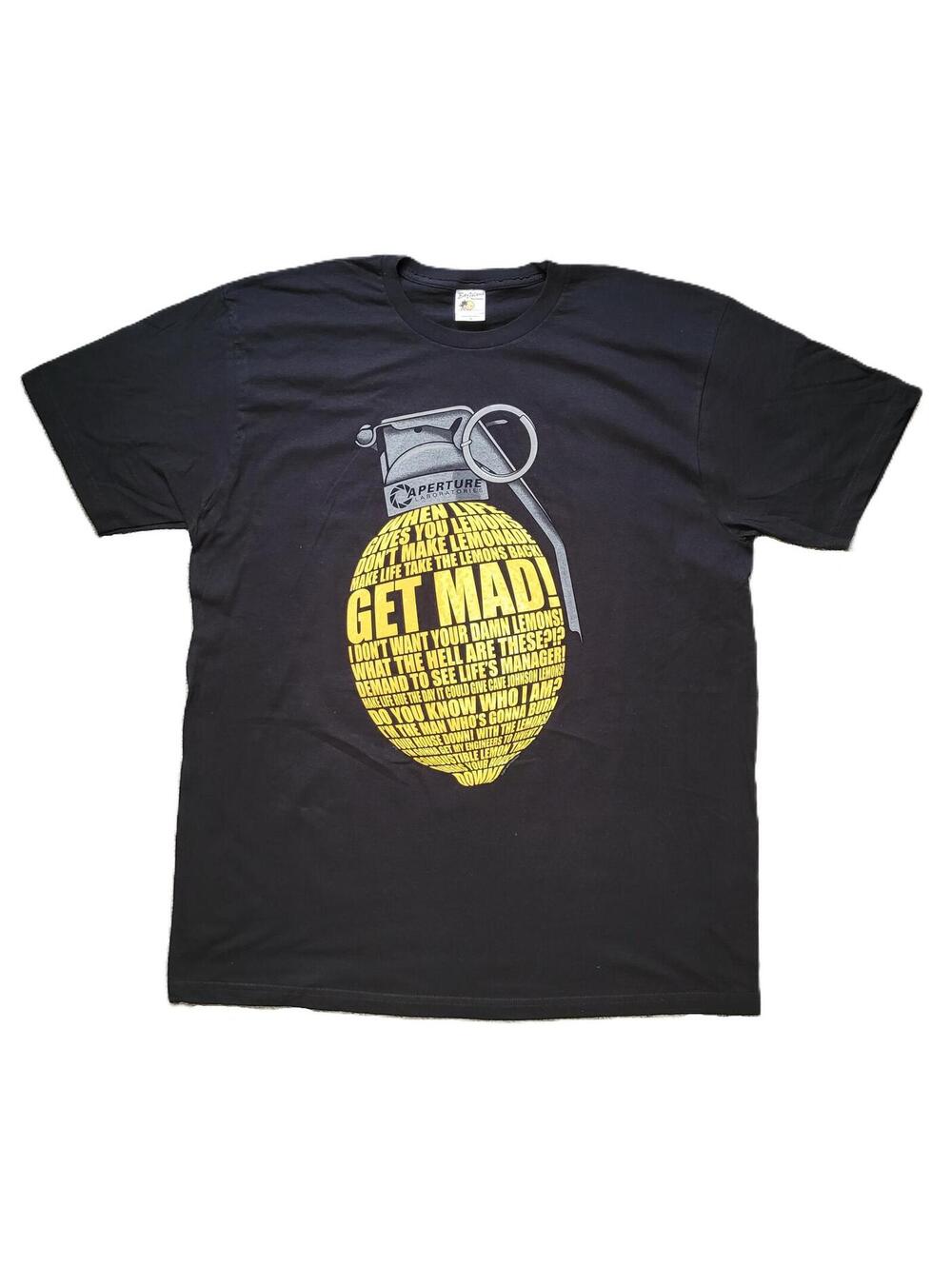 Portal 2 Aperture Laboratories Get Mad Lemon Quote T-Shirt Men's 2XL Graphic Tee